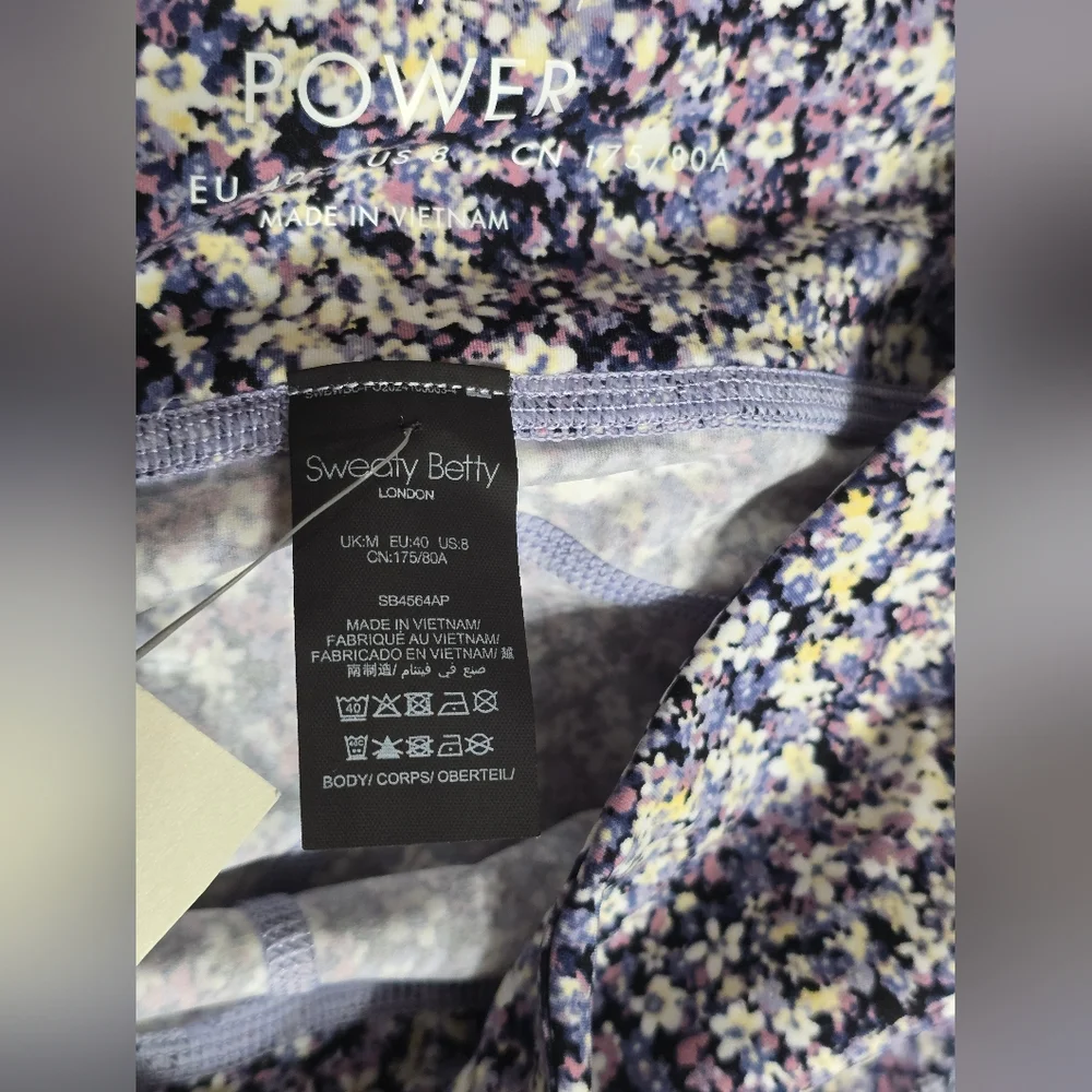 Sweaty Betty Power Cropped Workout Leggings Floral  Purple Meadow Print - Picture 11 of 14